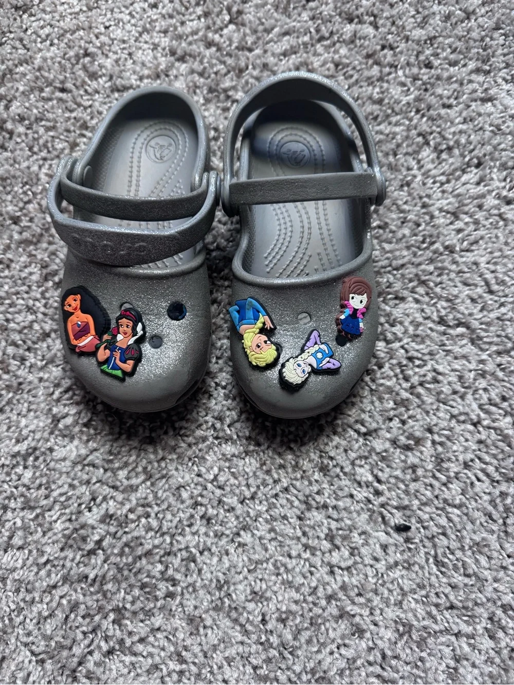 CROCS Gray Kids Slip-On Clogs with Princess Jibbitz